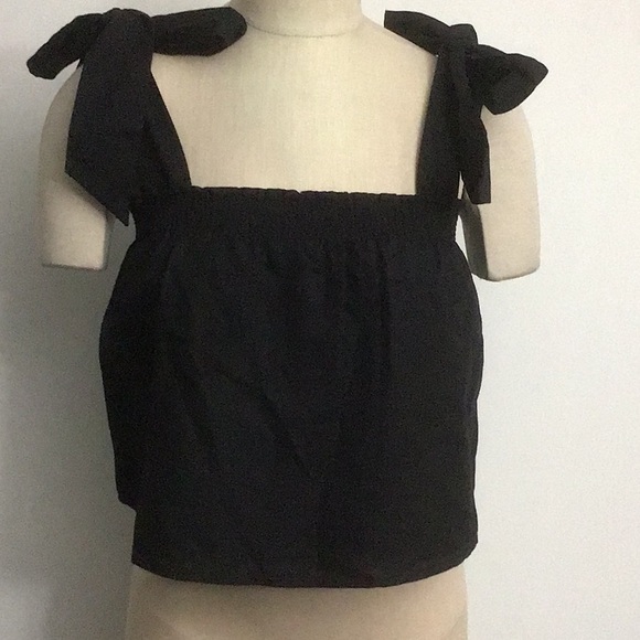 NWT Something Navy Tie Shoulder Top in Black Size Small - Picture 2 of 12